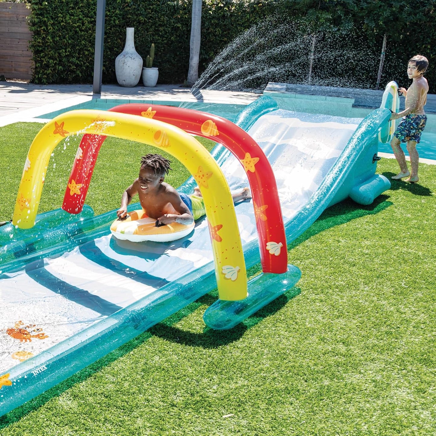 ☀️Children's Inflatable Slide💦with Water Sprinkler