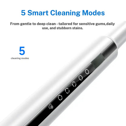 Rechargeable Electric Teeth Cleaner – 5 Modes, 4 Heads, USB-C, LED Light, Waterproof, Portable