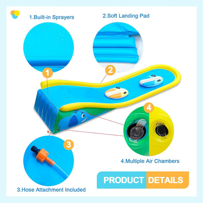 Inflatable Water Slide with Sprinkler for Kids