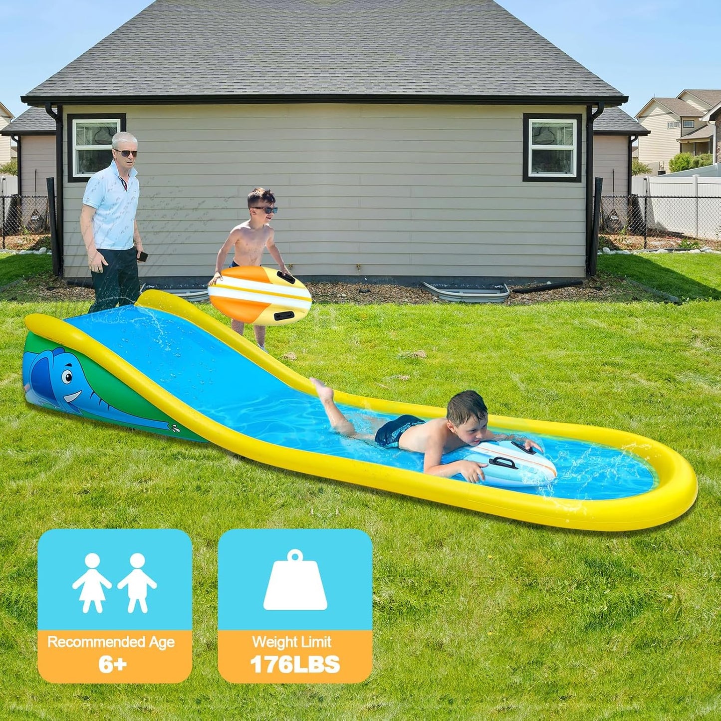 Inflatable Water Slide with Sprinkler for Kids