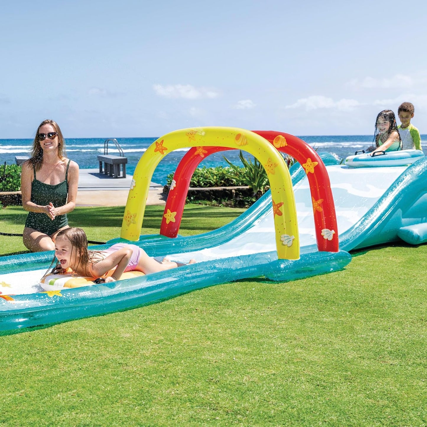 Inflatable Water Slide with Sprinkler for Kids