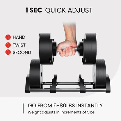 Elite Adjustable Dumbbell Set-All-in-One Strength Training System (Single)