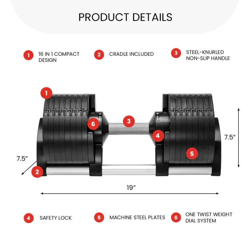 Elite Adjustable Dumbbell Set-All-in-One Strength Training System (Single)