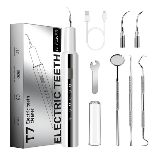 Rechargeable Electric Teeth Cleaner – 5 Modes, 4 Heads, USB-C, LED Light, Waterproof, Portable