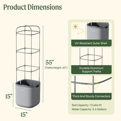 Self-Watering Planter with Climbing Trellis